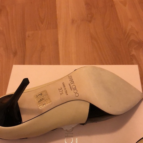 Jimmy Choo MADERA heels size 37.5 black and cream kappa and patent leather - Picture 5 of 5